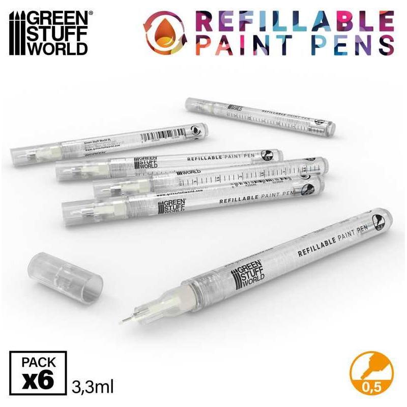 GREEN STUFF WORLD Refillable paint pen 0.5 (pack x6)