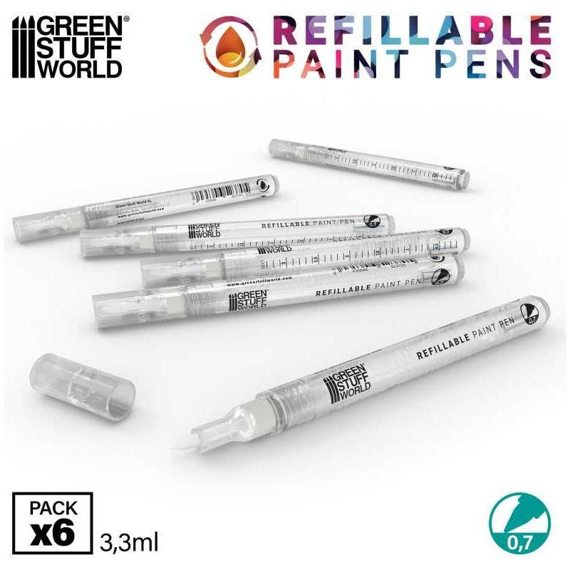 GREEN STUFF WORLD Refillable paint pen 0.7 (pack x6)