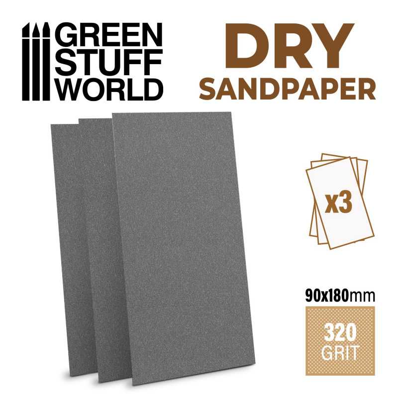 GREEN STUFF WORLD SandPaper 180x90mm - DRY 320 grit