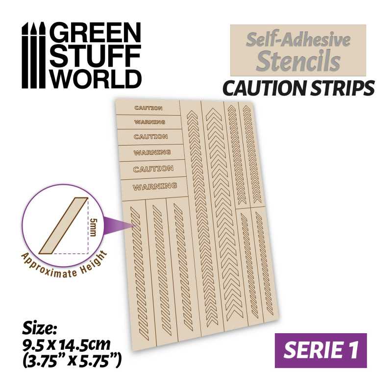 GREEN STUFF WORLD Self-adhesive stencils - Caution Strips