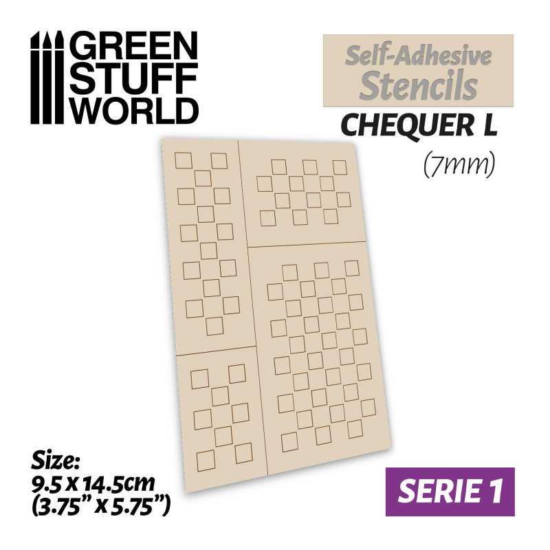 GREEN STUFF WORLD Self-adhesive stencils - Chequer L - 7mm