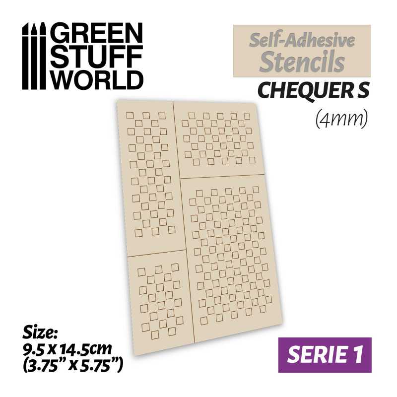 GREEN STUFF WORLD Self-adhesive stencils - Chequer S - 4mm