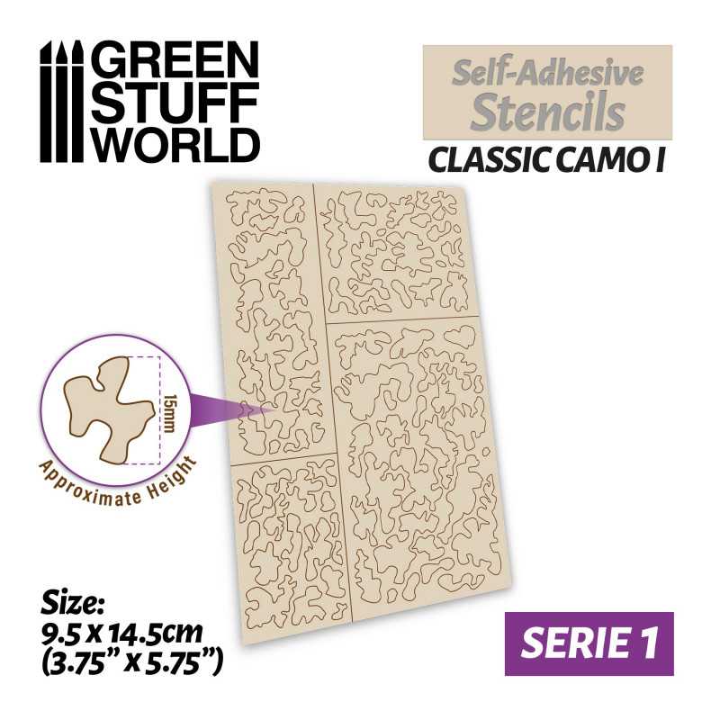 GREEN STUFF WORLD Self-adhesive stencils - Classic Camo 1