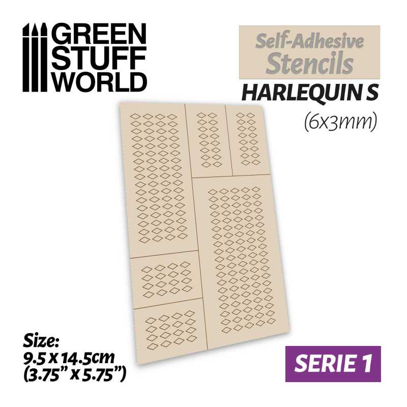 GREEN STUFF WORLD Self-adhesive stencils - Harlequin S - 6x3mm