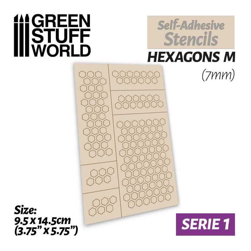 GREEN STUFF WORLD Self-adhesive stencils - Hexagons M - 7mm