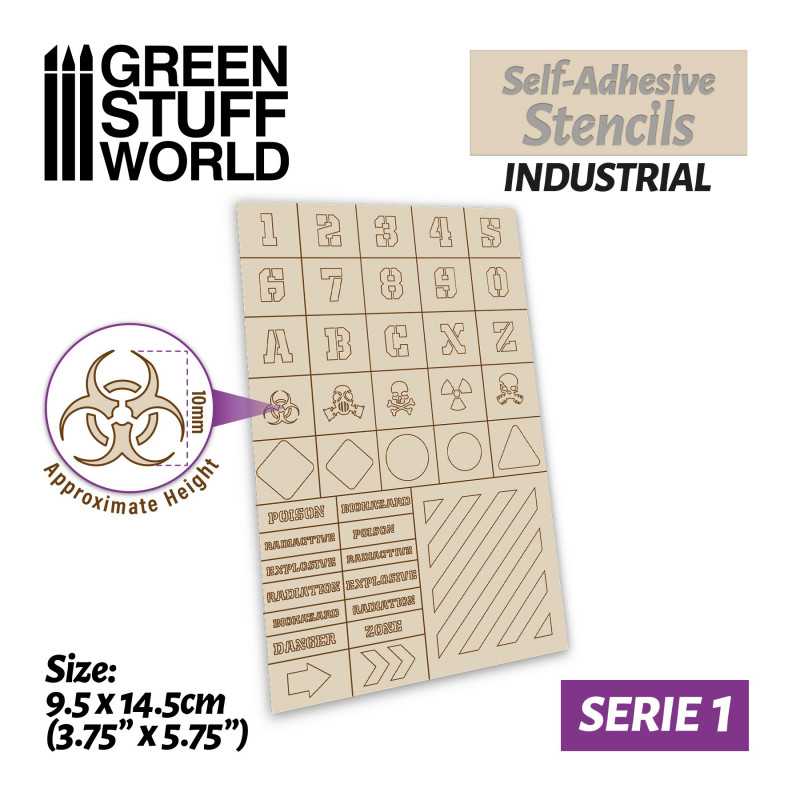 GREEN STUFF WORLD Self-adhesive stencils - Industrial