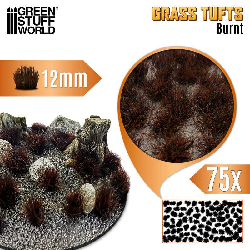 GREEN STUFF WORLD Static Grass Tufts 12 mm - Burnt Brown