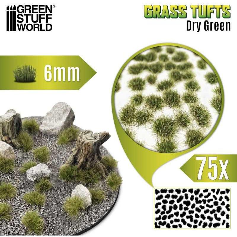 GREEN STUFF WORLD Static Grass Tufts 6 mm - Dry Green