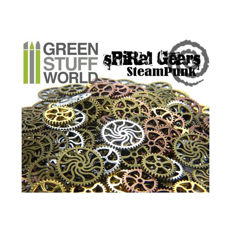 GREEN STUFF WORLD SteamPunk SPIRAL GEARS and COGS Beads 85gr