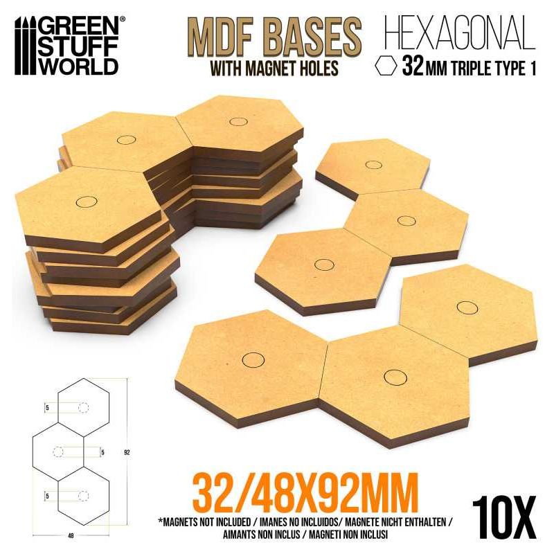 GREEN STUFF WORLD Triple Hex bases 32mm - Type 1