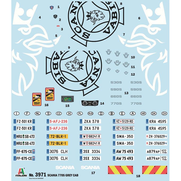 ITALERI Scania S770 4x2 Normal Roof "Grey Cab" (New Decal Sheet)
