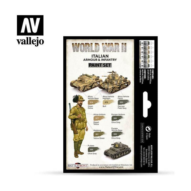 VALLEJO Model Colour WWII Italian Armour & Infantry Acrylic 6 Colour Paint Set