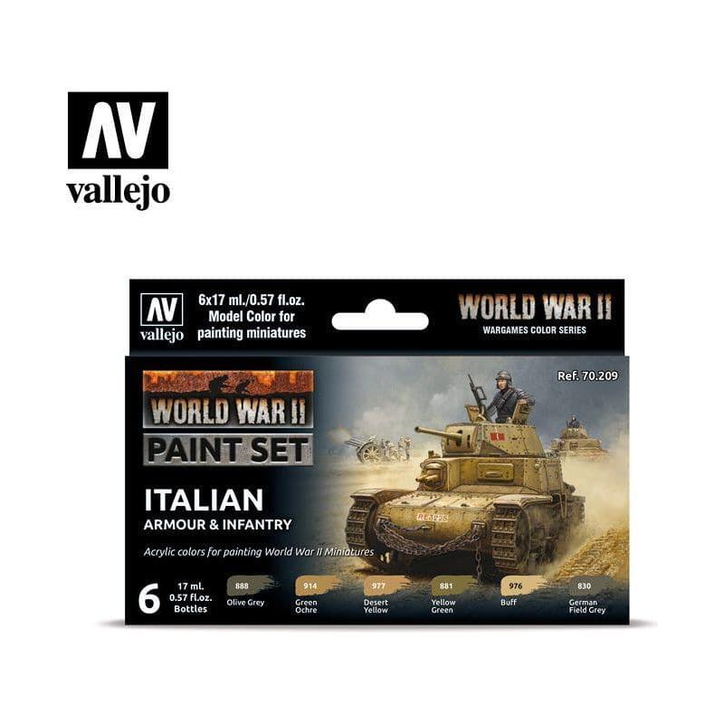 VALLEJO Model Colour WWII Italian Armour & Infantry Acrylic 6 Colour Paint Set
