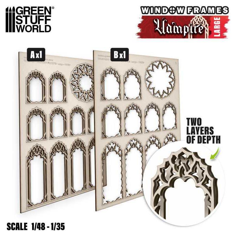 GREEN STUFF WORLD Vampire Miniature Windows - Large