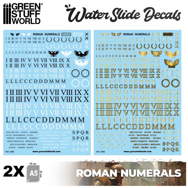 GREEN STUFF WORLD Waterslide Decals - Roman Numerals