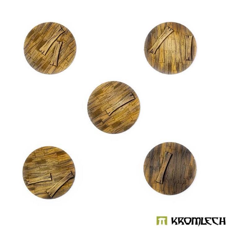 KROMLECH Wooden Planks 50mm Round Base Toppers - 47mm