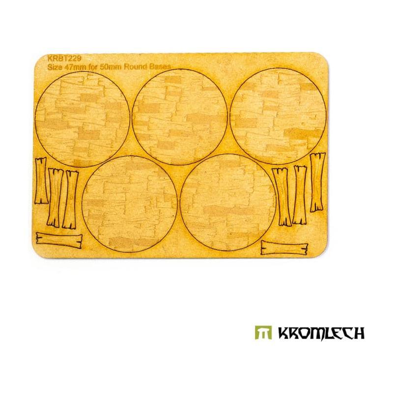 KROMLECH Wooden Planks 50mm Round Base Toppers - 47mm