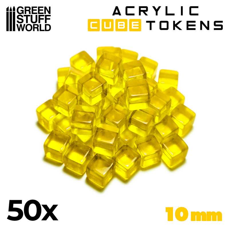 GREEN STUFF WORLD Yellow Acrylic Cube tokens