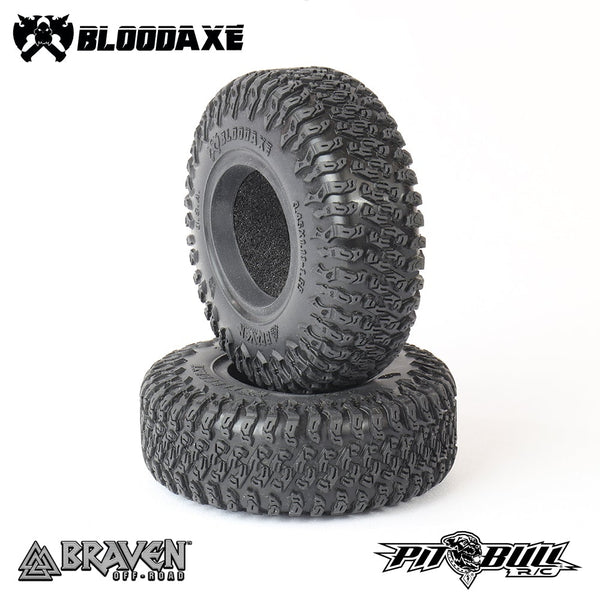 PIT BULL Braven Bloodaxe 3.45x1.11-1.55 Scale RC Tyres + Foam Alien Kompound (2)