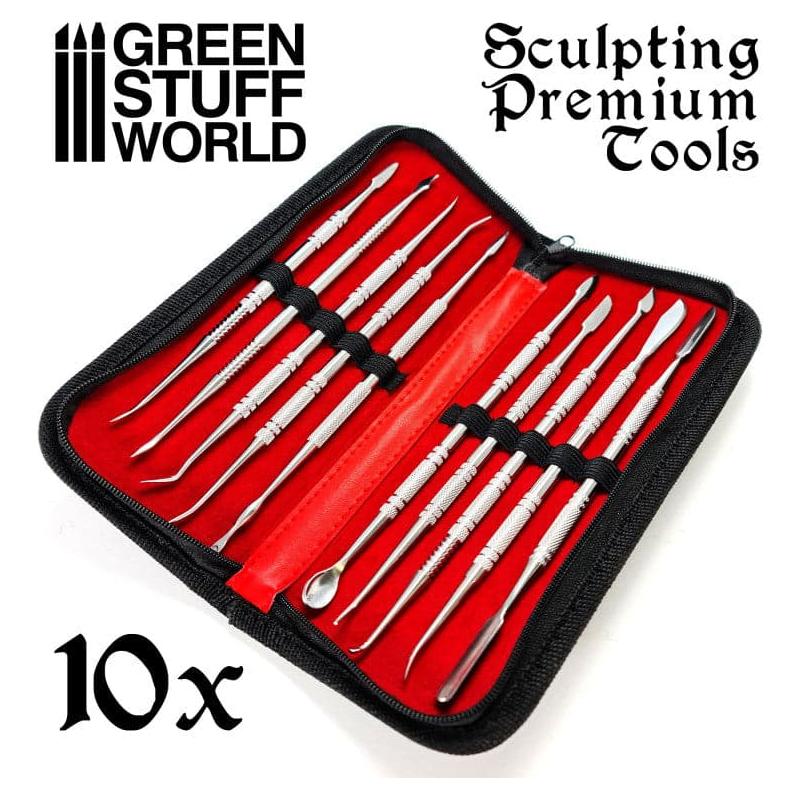 GREEN STUFF WORLD Professional Sculpting Tools with Case (10 Pieces)