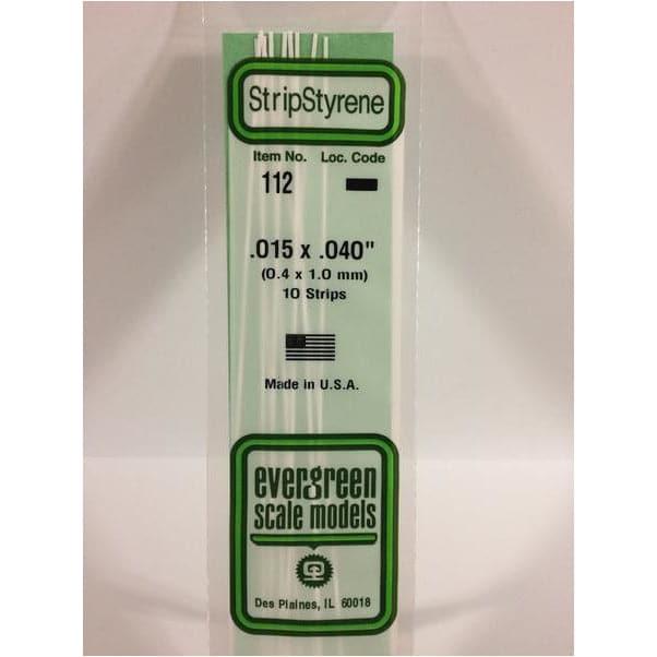 EVERGREEN 112 White Styrene Strip .015 x .040 (10)