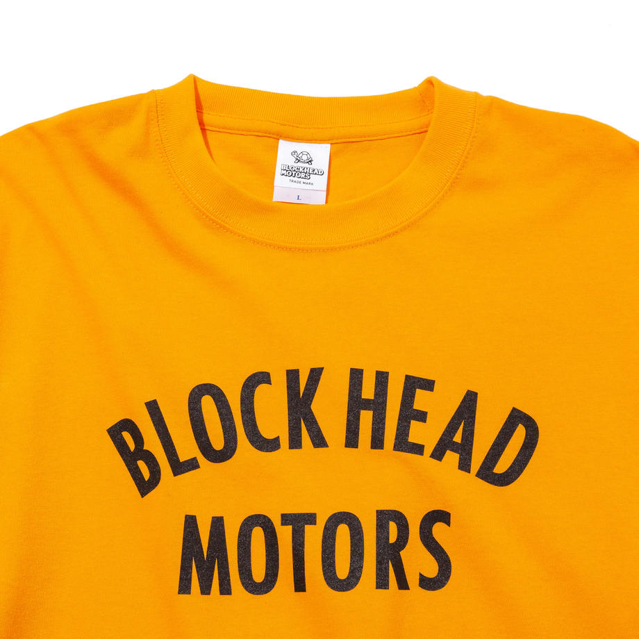 BLOCKHEAD MOTORS Text Logo T-Shirt Orange - S