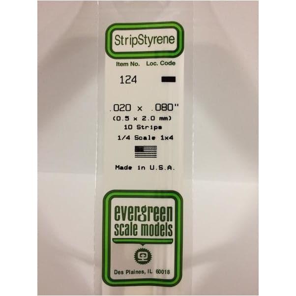 EVERGREEN 124 White Styrene Strip .020 x .080 (10)