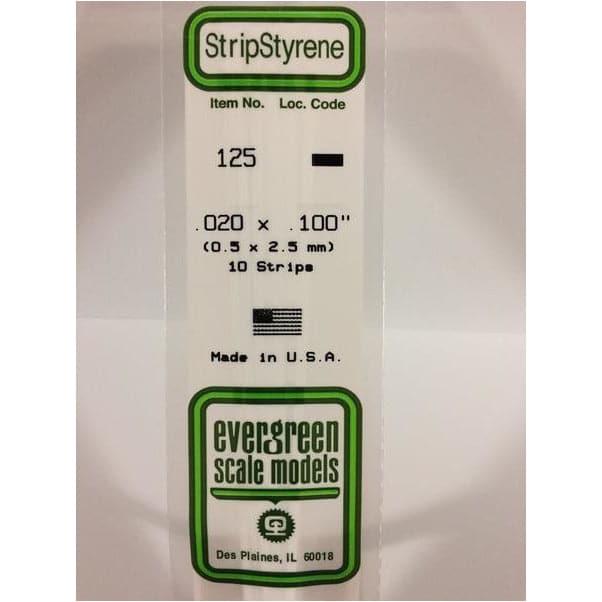 EVERGREEN 125 White Styrene Strip .020 x .100 (10)
