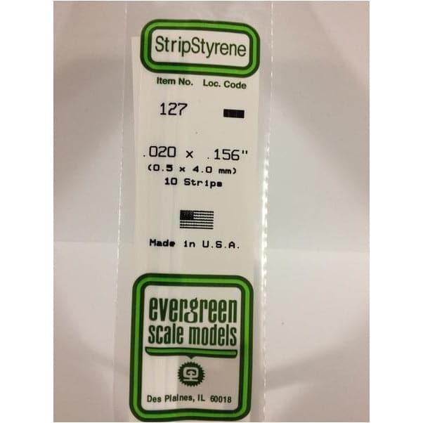 EVERGREEN 127 White Styrene Strip .020 x .156 (10)