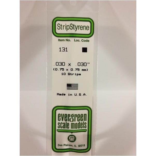 EVERGREEN 131 White Styrene Strip .030 x .030 (10)