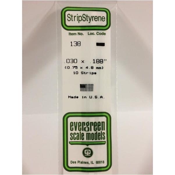 EVERGREEN 138 White Styrene Strip .030 x .188 (10)