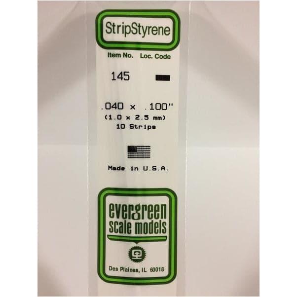 EVERGREEN 145 White Styrene Strip .040 x .100 (10)
