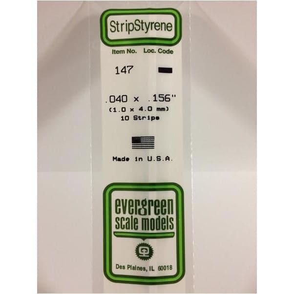 EVERGREEN 147 White Styrene Strip .040 x .156 (10)
