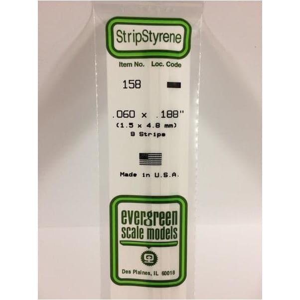 EVERGREEN 158 White Styrene Strip .060 x .188 (9)