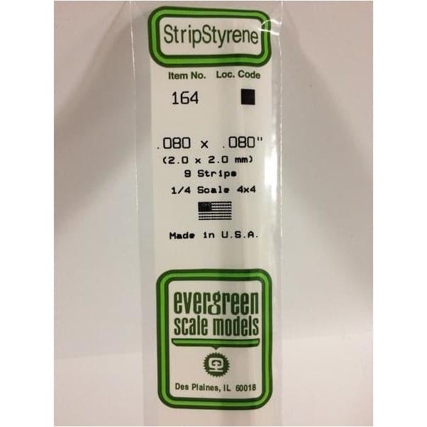 EVERGREEN 164 White Styrene Strip .080 x .080 (9)