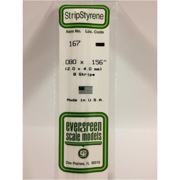 EVERGREEN 167 White Styrene Strip .080 x .156 (8)