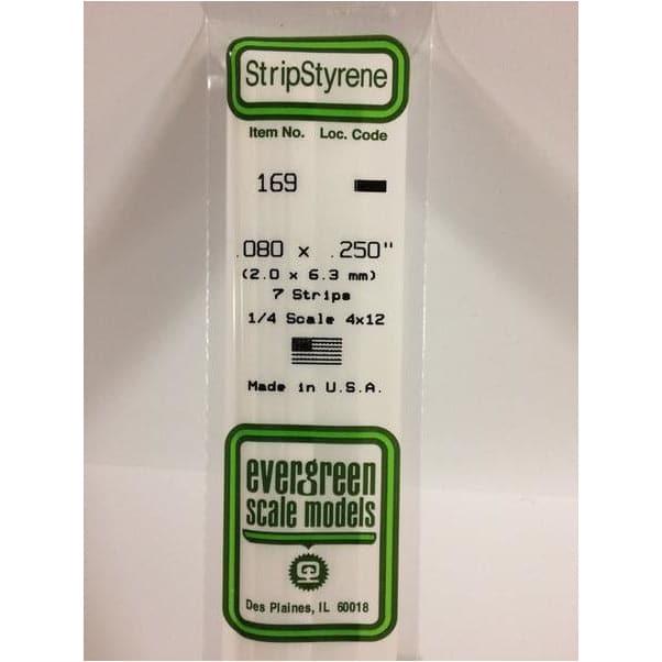 EVERGREEN 169 White Styrene Strip .080 x .250 (7)