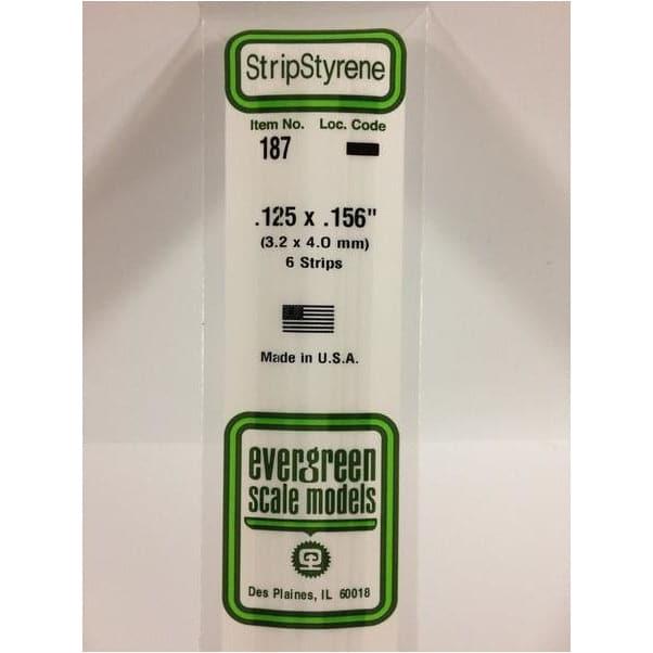 EVERGREEN 187 White Styrene Strip .125 x .156 (6)
