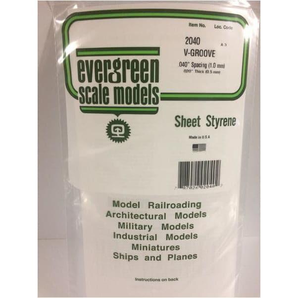 EVERGREEN 2040 .5mm Thick 15 x 30cm Siding Strips V-Groove