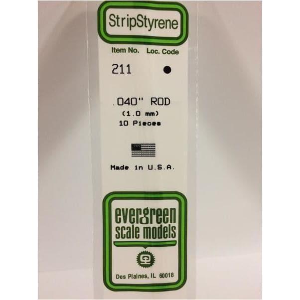 EVERGREEN 211 35cm Plastic Rod .040 (10)