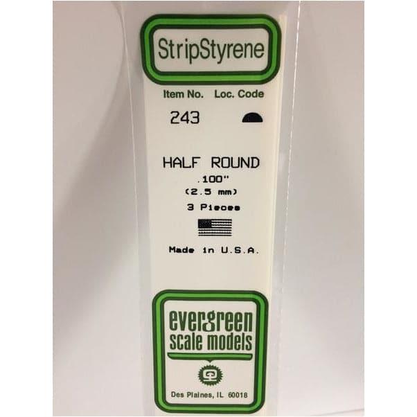 EVERGREEN 243 35cm Plastic Half Round .100 (3)