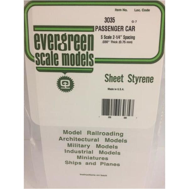 EVERGREEN 3035 .5mm Thick 15 x 30cm S-Scale Passenger Car S