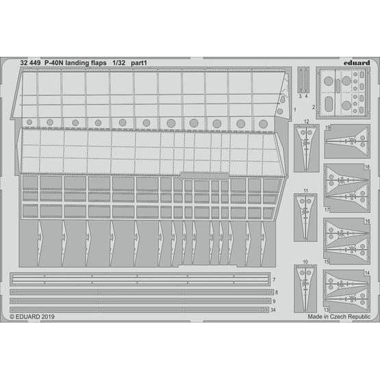 EDUARD 32449 1/32 P-40N Landing Flaps Photo Etched Parts
