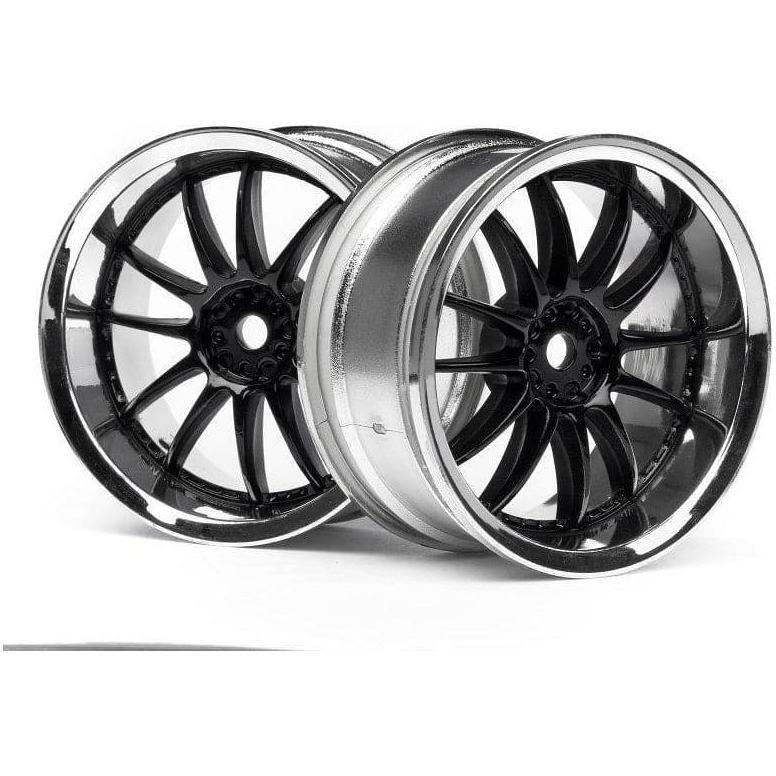 HPI Works 26mm Chrome/Black Wheel 3mm Offset (2)