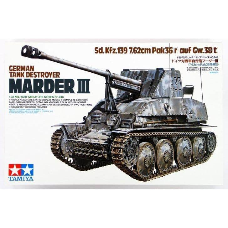 TAMIYA 1/35 German Tank Destroyer Marder III Sd.Kfz.139 7.62cm Pak36 r auf Gw.38 t