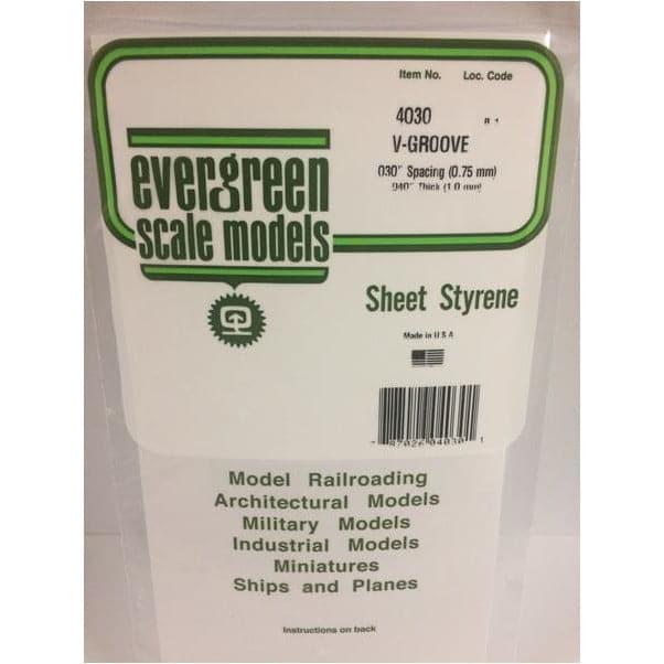 EVERGREEN 4030 1mm Thick 15 x 30cm White Siding Sheets V-Gr