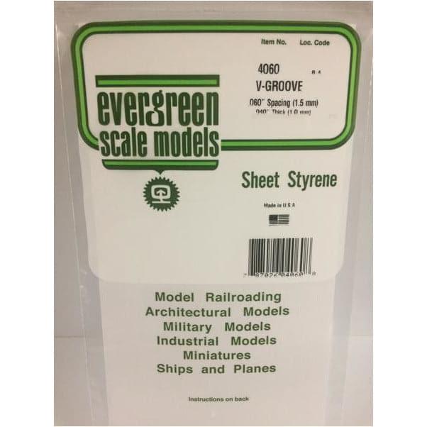 EVERGREEN 4060 1mm Thick 15 x 30cm White Siding Sheet V-Gro