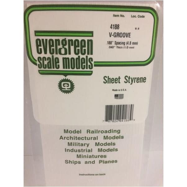 EVERGREEN 4188 1mm Thick 15 x 30cm Siding Sheet V-Groove .