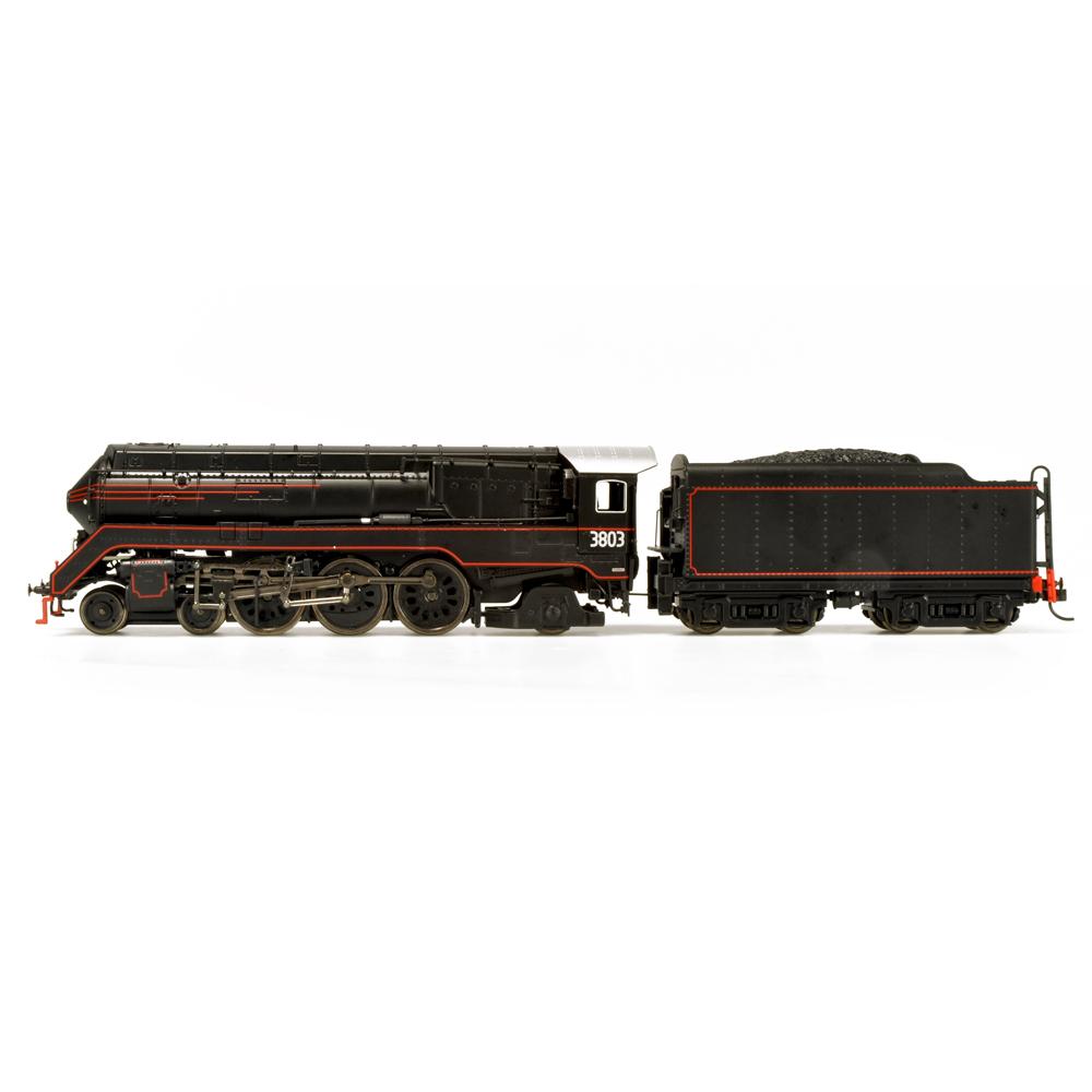 ARM HO C38 Class 4-6-2 Pacific Streamliner Express Passenger Locomotive #3803 - Black with Red Lining