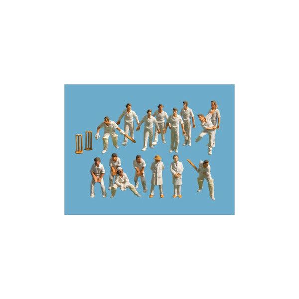 PECO Model Scene OO 15 Cricketers w/Umpires & Wickets (5300)